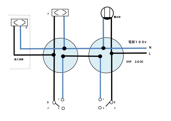 ３路スイッチ複線図書き方